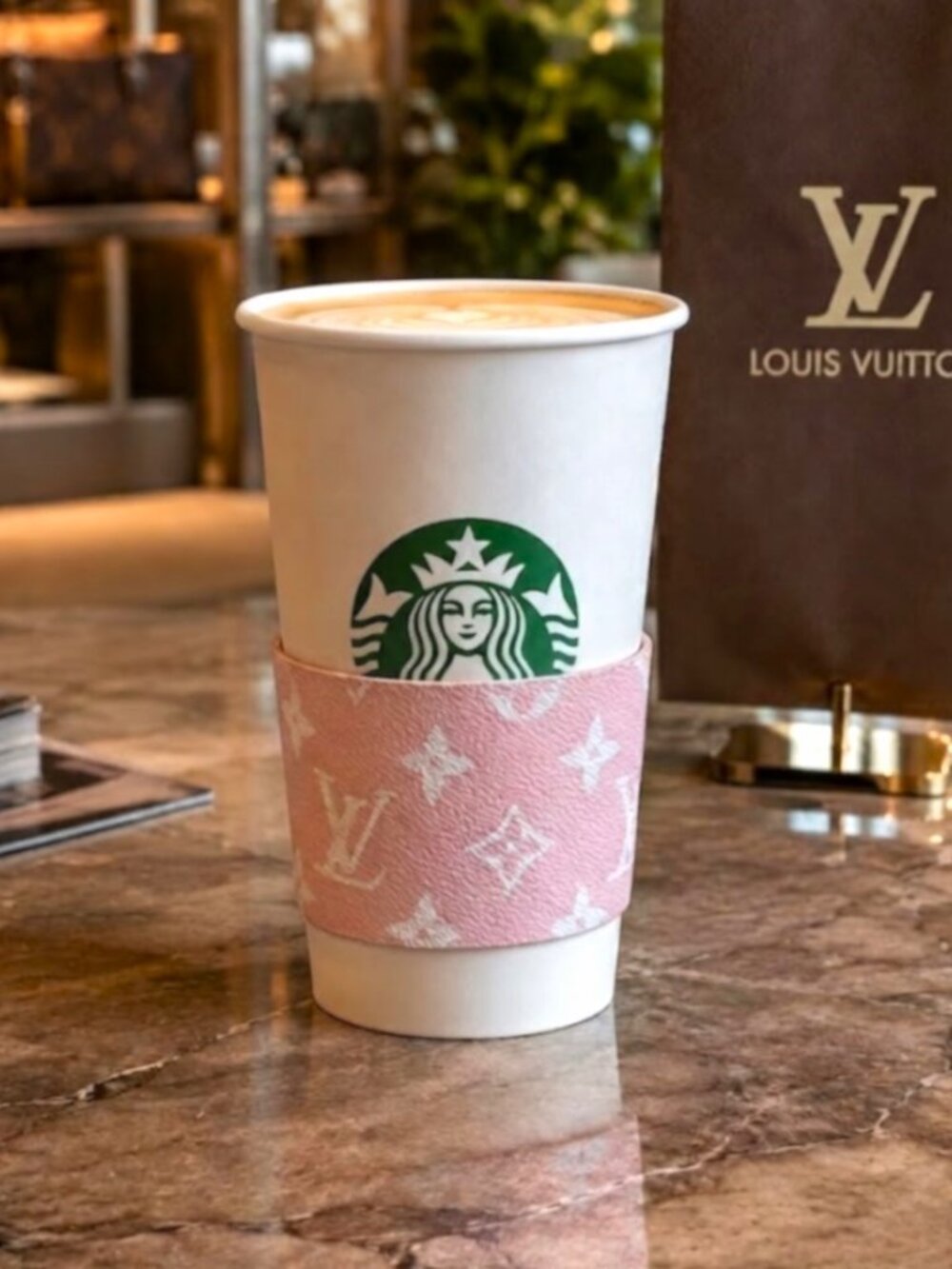 LV Luxury Monogram Mauve Pink Cup Holder Sleeve (RARE) - NWOT